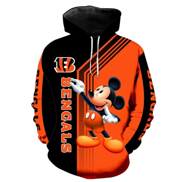 NFL Cincinnati Bengals Disney Mickey Mouse Pullover Hoodies