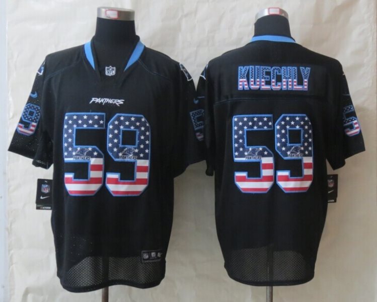 2014 New Nike Carolina Panthers No.59 Luke Kuechly USA Flag Fashion Black Male Elite Football Jersey