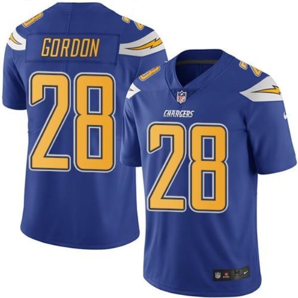 Nike NFL Chargers 28 Melvin Gordon Electric Blue Color Rush Men Limited Jersey