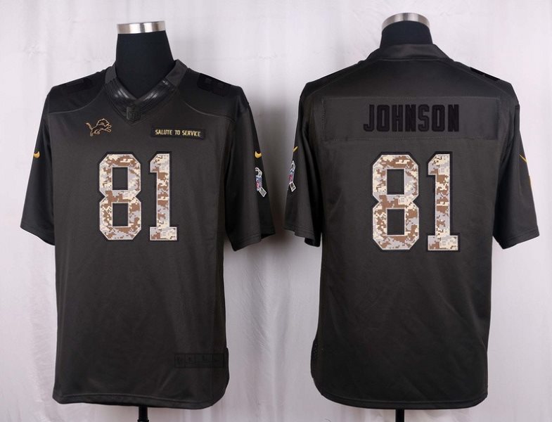 Nike NFL Lions 81 Calvin Johnson Anthracite 2016 Salute to Service Limited Jersey