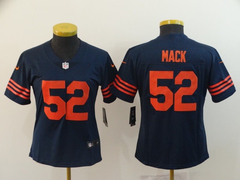 Nike Bears 52 Khalil Mack Vapor Untouchable Navy With Orange Number Limited Women Jersey