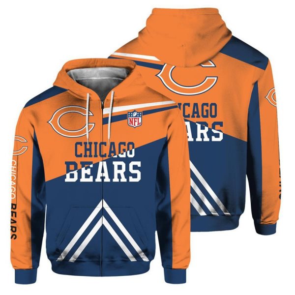 NFL Chicago Bears Rugby Fan 3D Flight Suit Spring Trainer Hoodie Sweatshirt
