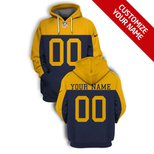 NFL Packers Customized Navy Yellow 2021 Stitched New Hoodie
