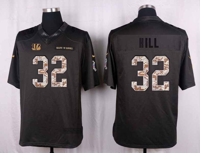 Nike NFL Bengals 32 Jeremy Hill Anthracite 2016 Salute to Service Limited Jersey