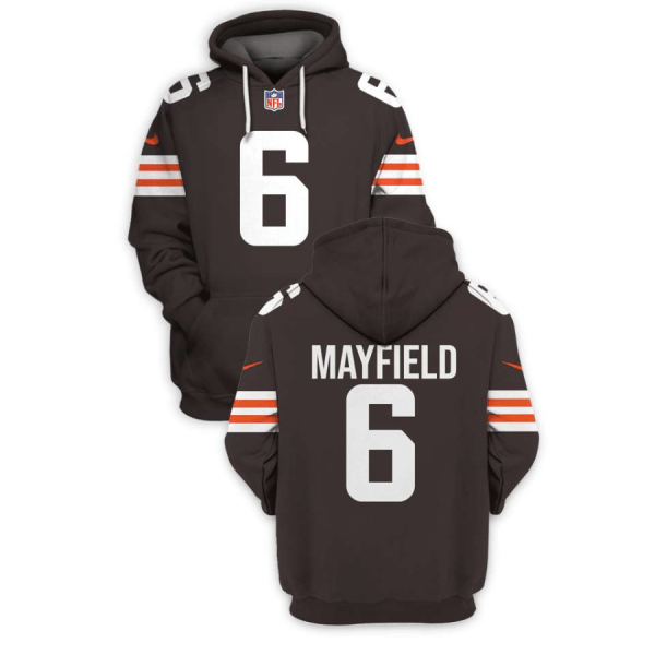 NFL Browns 6 Baker Mayfield New Brown 2021 Stitched New Hoodie