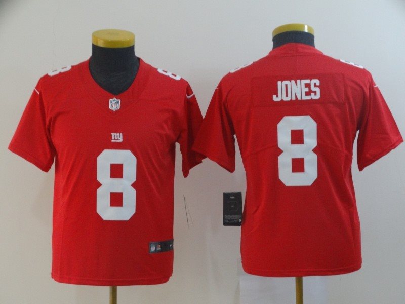 Nike Giants 8 Daniel Jones Red Inverted Legend Limited Youth Jersey