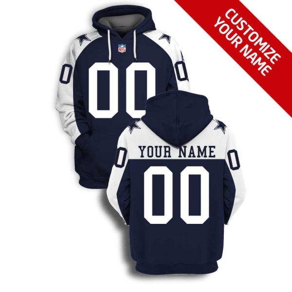 NFL Cowboys Customized Blue Throwback 2021 Stitched New Hoodie
