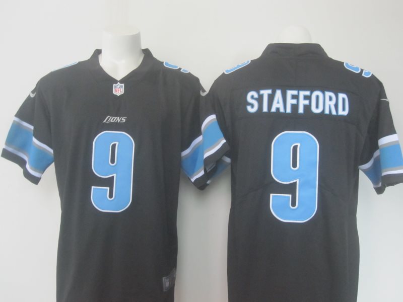 Nike NFL Lions 9 Matthew Stafford Black Color Rush Men Limited Jersey