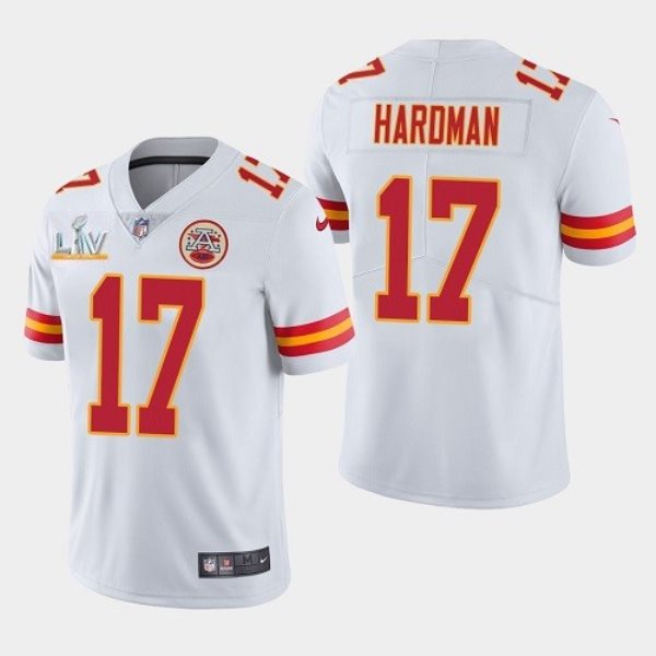 Nike Chiefs 17 Mecole Hardman White 2021 Super Bowl LV Vapor Untouchable Limited Men Jersey
