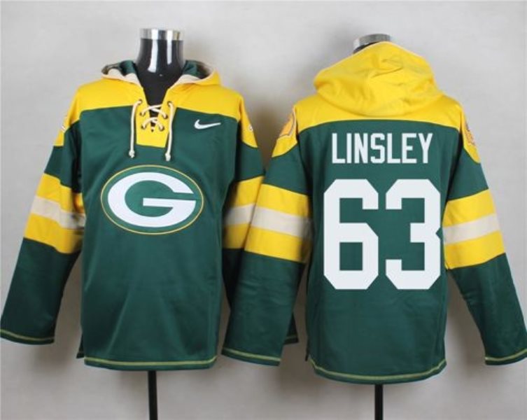 Nike Packers 63 Corey Linsley Green Player Pullover NFL Sweatshirt Hoodie