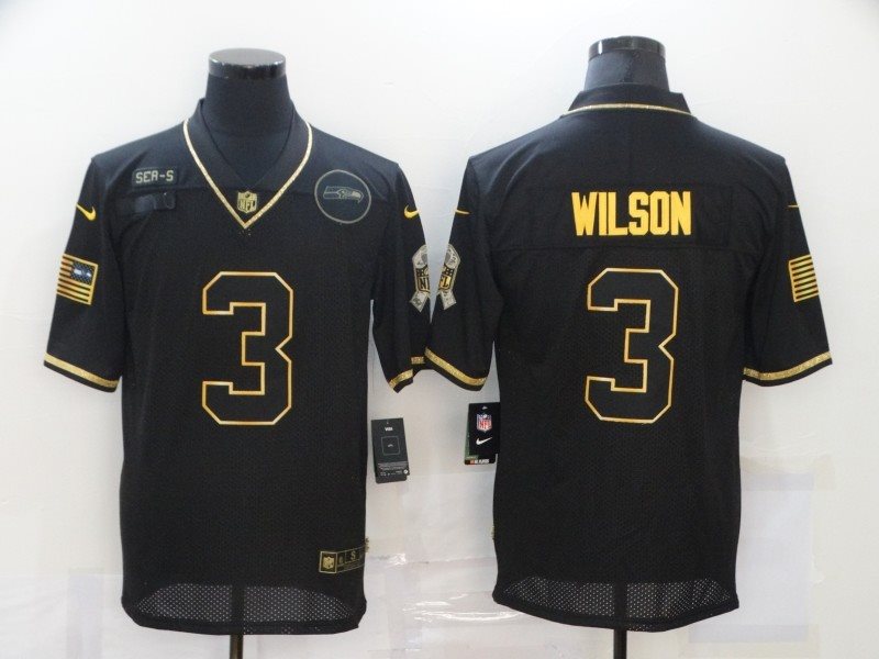 Nike Seahawks 3 Russell Wilson 2020 Black Salute To Service Limited Men Jersey
