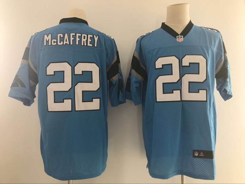Nike Carolina Panthers 22 Christian McCaffrey 2017 NFL Draft Navy Blue Game Men Jersey