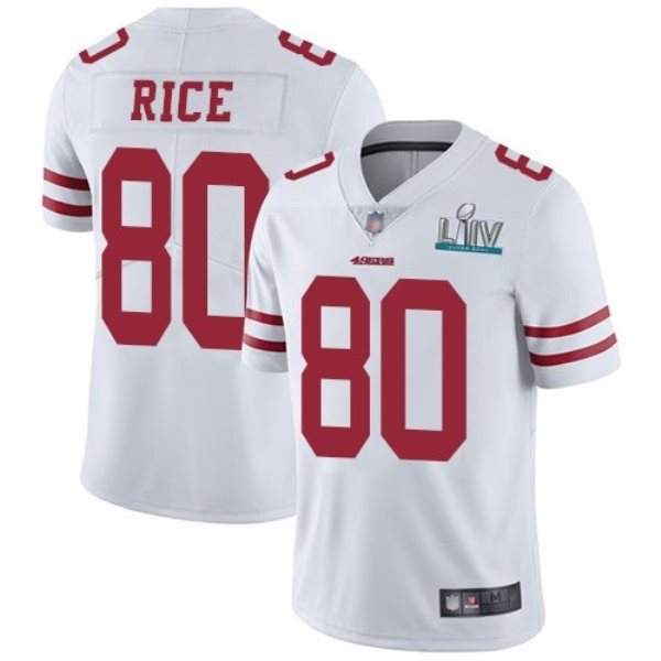 Nike 49ers 80 Jerry Rice White Super Bowl LIV Vapor Untouchable Limited Men Jersey
