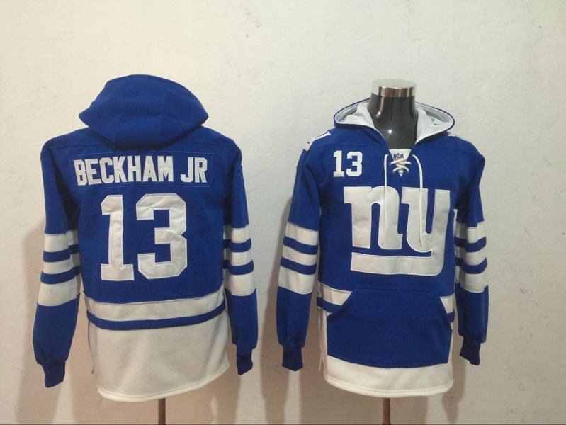 Nike Giants 13 Odell Beckham Jr. Blue All Stitched Hooded Men Sweatshirt