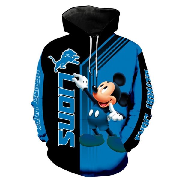 NFL Detroit Lions Disney Mickey Mouse Pullover Hoodies