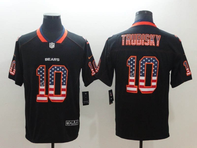 Nike Bears 10 Mitchell Trubisky Black USA Flag Limited Men Jersey