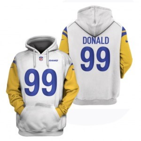 NFL Rams 99 Aaron Donald White 2021 Stitched New Hoodie