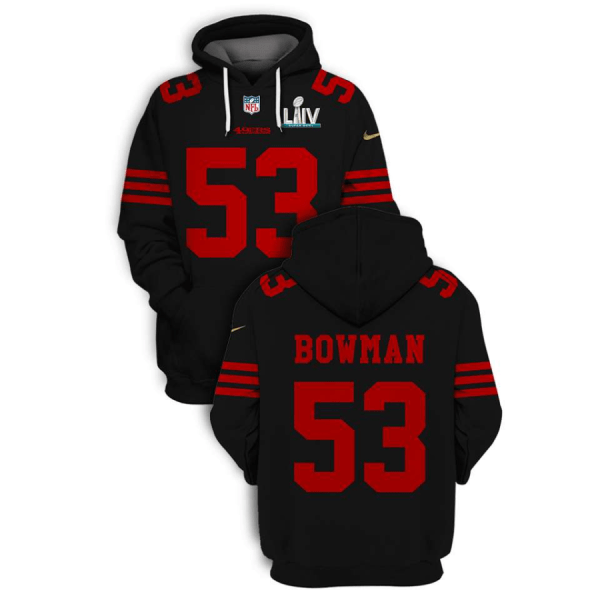 NFL 49ers 53 NaVorro Bowman Black Super Bowl LIV 2021 Stitched New Hoodie