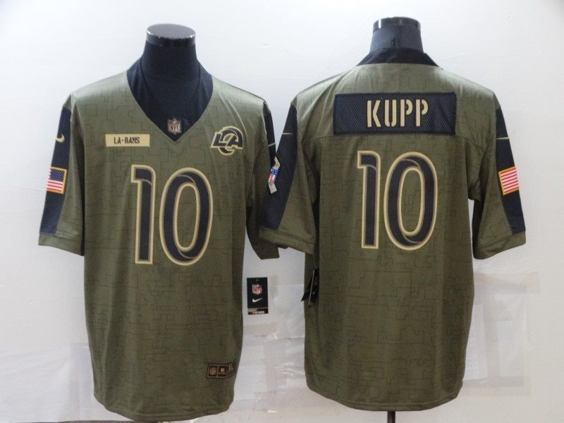 Nike Los Angeles Rams 10 Cooper Kupp 2021 Olive Salute To Service Limited Men Jersey