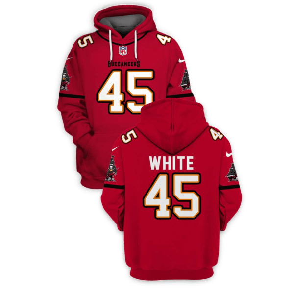 NFL Buccaneers 45 Devin White Red 2021 Stitched New Hoodie