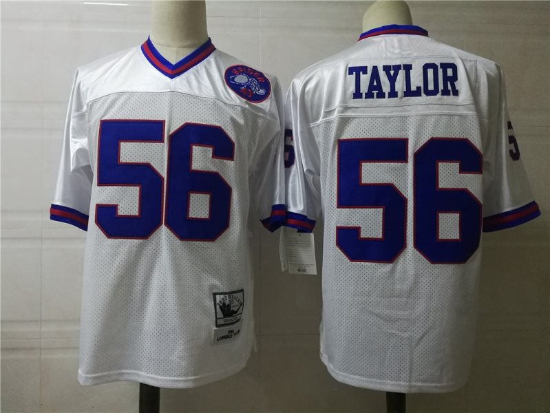 NFL Giants 56 Lawrence Taylor White Throwback Men Jersey