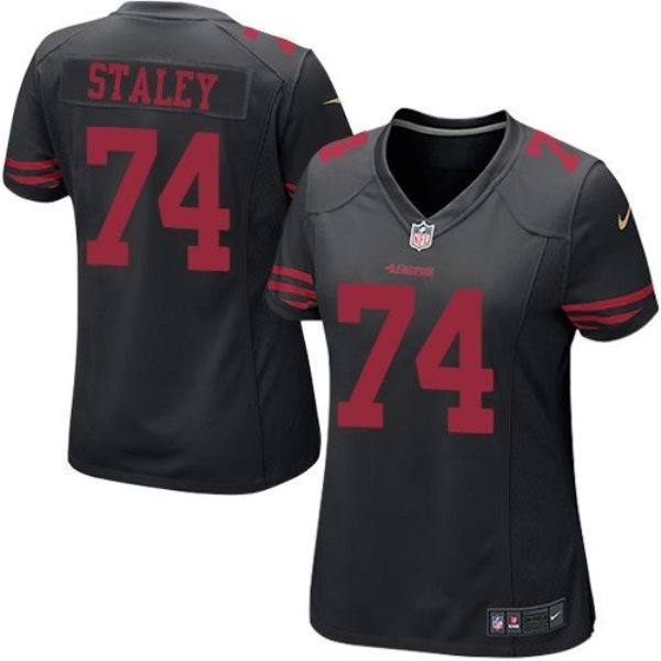 Nike 49ers 74 Joe Staley Black Alternate Women Stitched NFL Elite Jersey