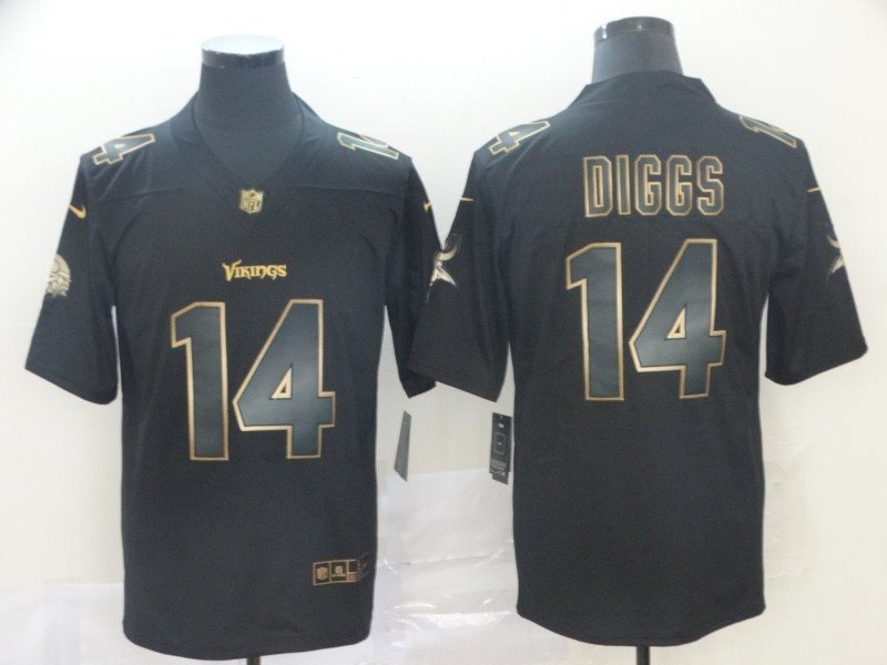 Nike Vikings 14 Stefon Diggs Black Gold Vapor Untouchable Limited Men Jersey