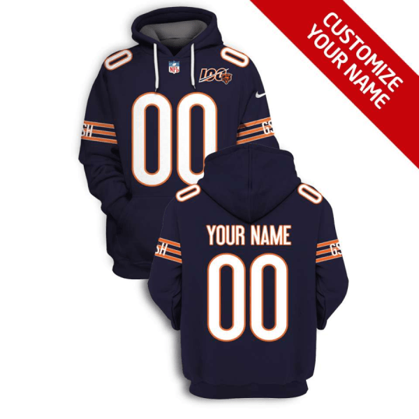 NFL Bears Customized Blue 100th Patch 2021 Stitched New Hoodie