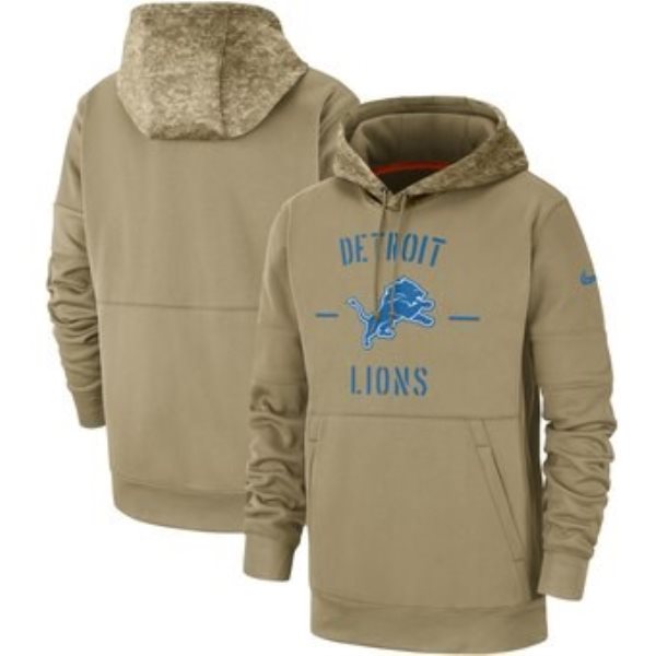 Nike Detroit Lions Tan 2019 Salute To Service Sideline Therma Pullover Hoodie