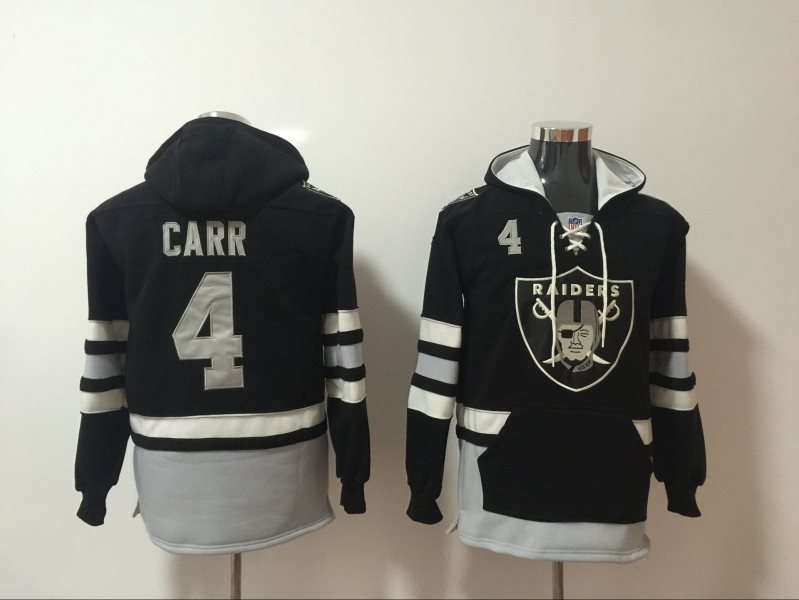 Oakland Raiders 4 Derek Carr Black All Stitched Hooded Men Sweatshirt