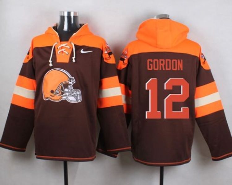 Nike Browns 12 Josh Gordon Brown Player Pullover NFL Sweatshirt Hoodie