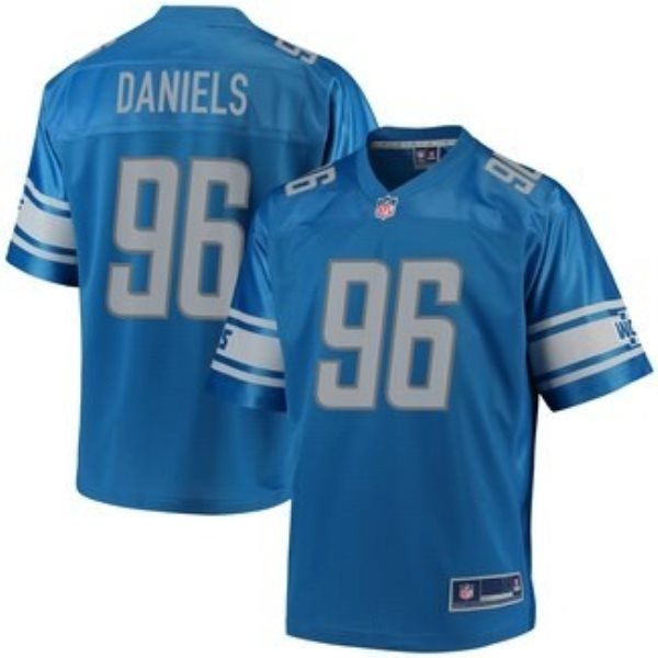 NFL Detroit Lions 96 Mike Daniels Pro Line Blue Player Game Men Jersey