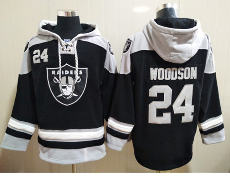 NFL Raiders 24 Charles Woodson Ageless Must-Have Lace-Up Pullover Hoodie Sweatshirt