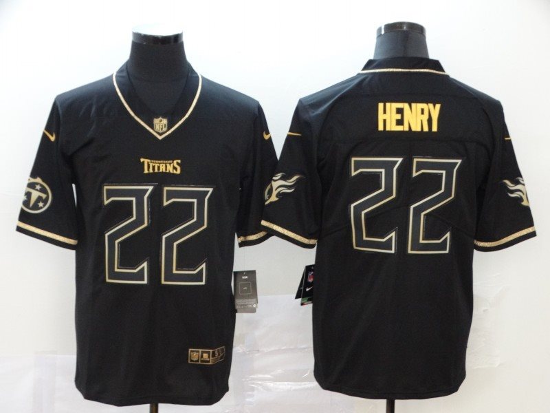 Nike Titans 22 Derrick Henry Black Gold Limited Men Jersey