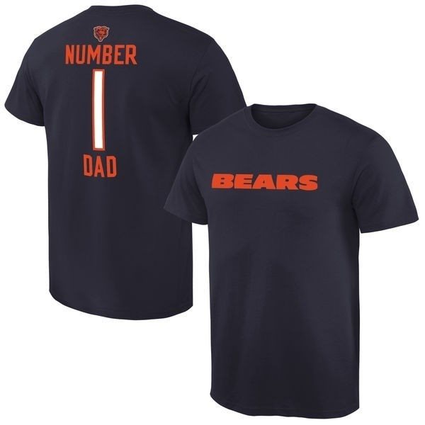 NFL Chicago Bears Mens Pro Line Navy Blue Number 1 Dad T-Shirt