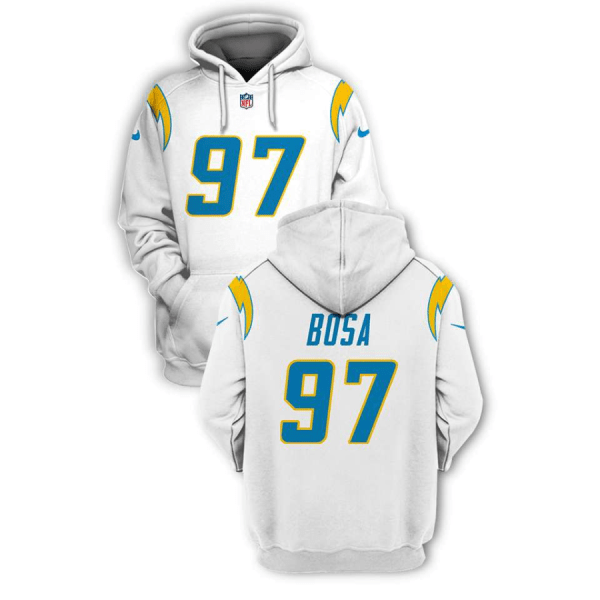 NFL Chargers 97 Joey Bosa White 2021 Stitched New Hoodie