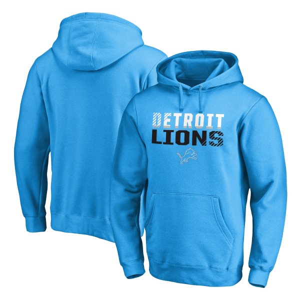 NFL Detroit Lions Pro Line Blue Fade Out Pullover Men Hoodie