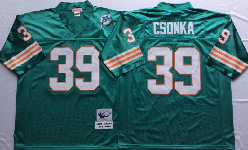 NFL Dolphins 39 Larry Csonka Aqua M&N Throwback Men Jersey