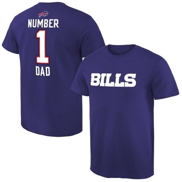 NFL Buffalo Bills Mens Pro Line Royal Blue Number 1 Dad T-Shirt