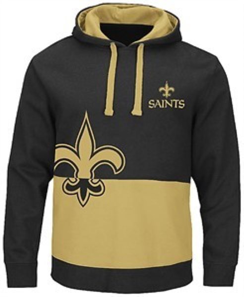 NFL New Orleans Saints Black and Gold Split All Stitched Hooded Sweatshirt
