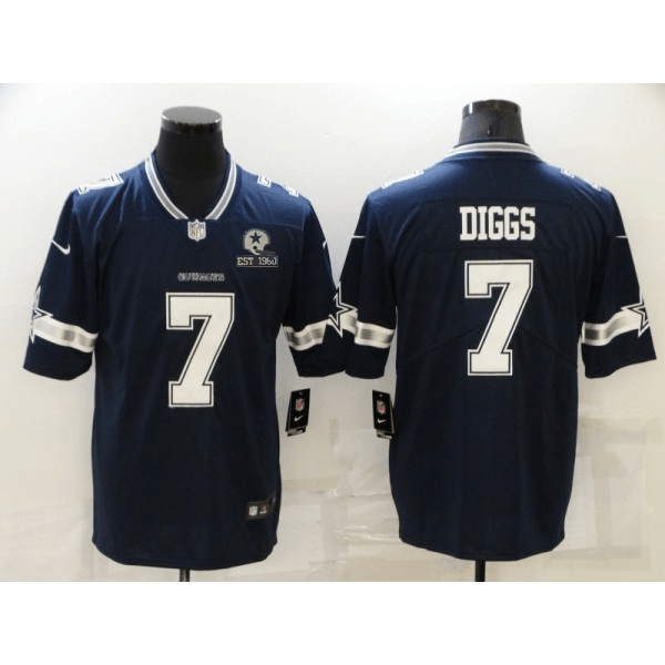 Nike Cowboys 7 Trevon Diggs Navy With Est 1960 Patch Limited Men Jersey