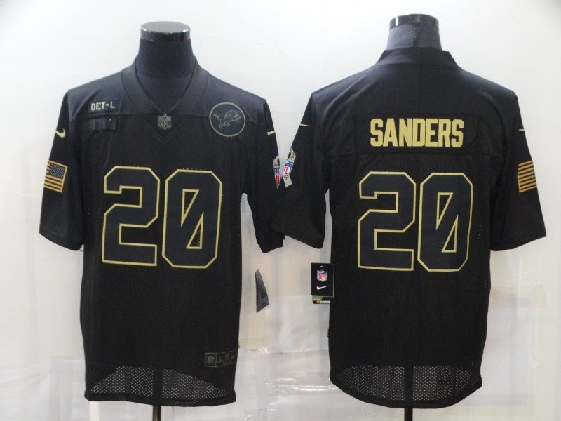 Nike Lions 20 Barry Sanders 2020 Black Salute To Service Limited Men Jersey
