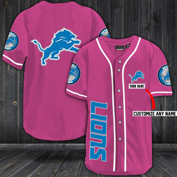 NFL Detroit Lions Baseball Pink Customized Jersey