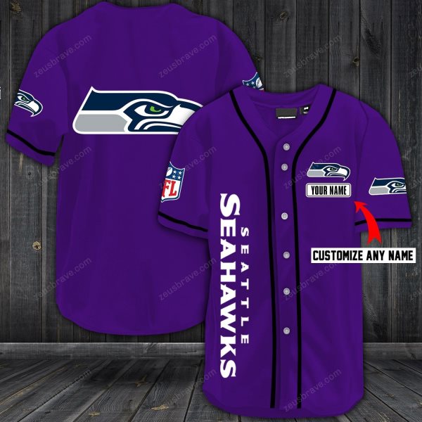 NFL Seattle Seahawks Baseball Customized Jersey (5)
