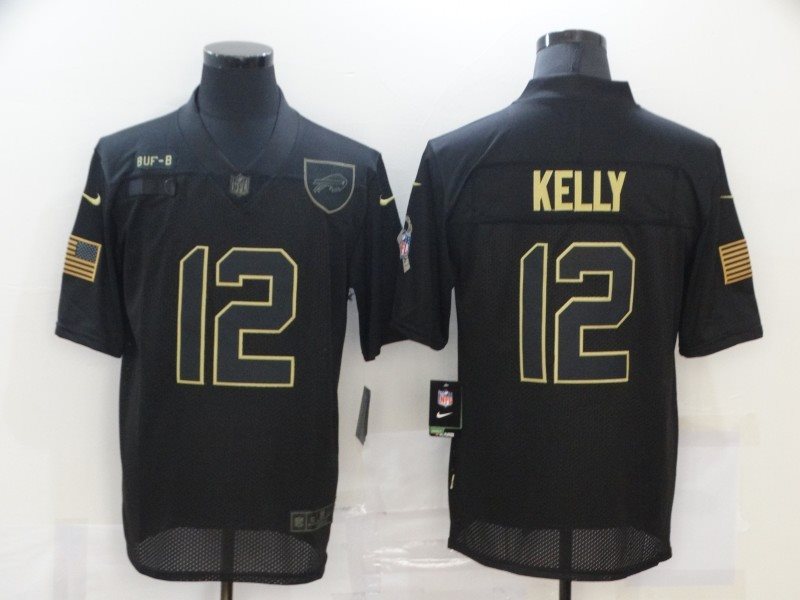 Nike Bills 12 Jim Kelly 2020 Gold Salute To Service Limited Men Jersey