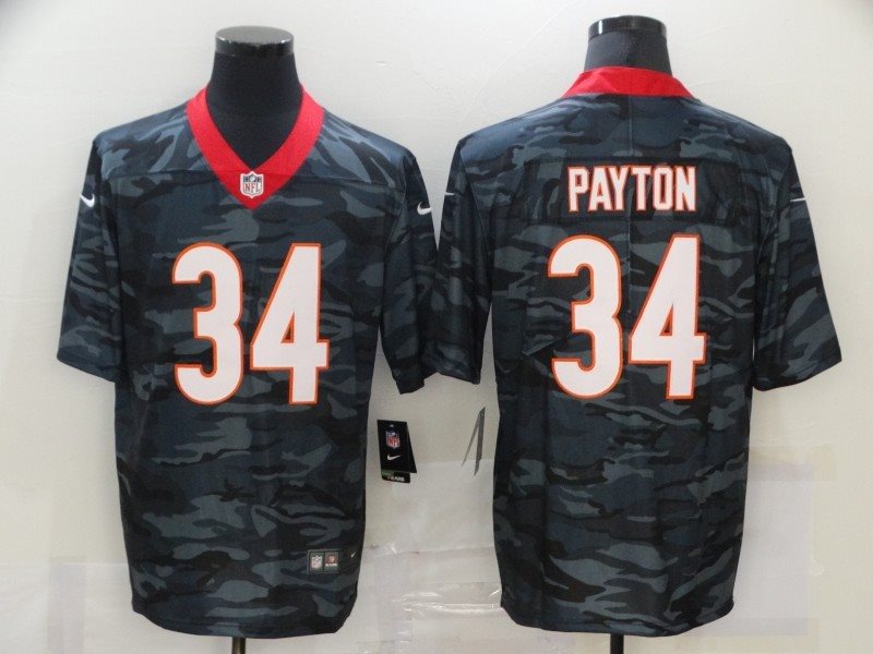 Nike Bears 34 Walter Payton 2020 Black Camo Limited Men Jersey