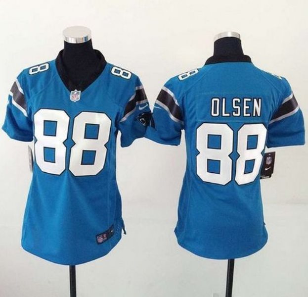 Nike Panthers 88 Greg Olsen Blue Alternate Women Stitched NFL Elite Jersey