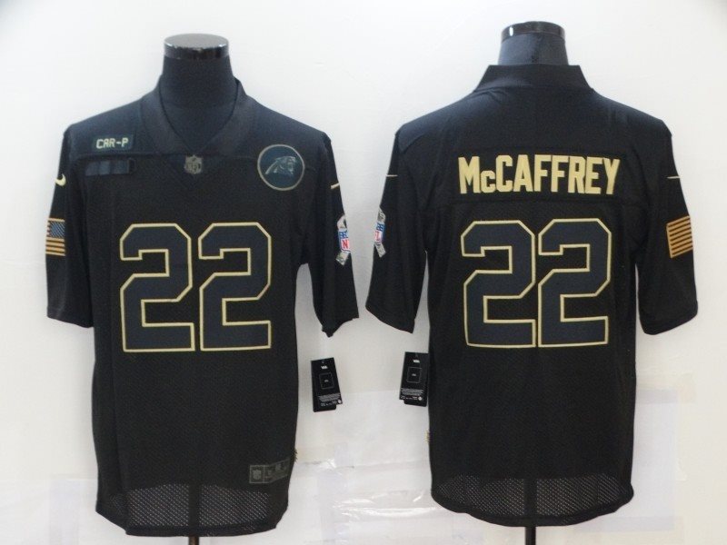 Nike Panthers 22 Christian McCaffrey 2020 Black Salute To Service Limited Men Jersey