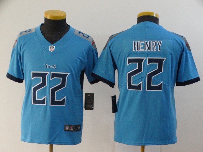Nike Titans 22 Derrick Henry Light Blue Vapor Untouchable Limited Youth Jersey
