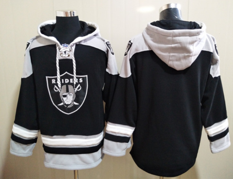 NFL Raiders Blank Ageless Must-Have Lace-Up Pullover Hoodie Sweatshirt